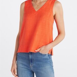 Nine Britton Bright Orange V-Neck Tank Top